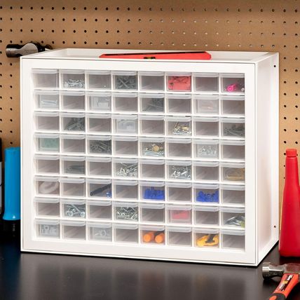 IRIS USA Bead Organizer Storage Bin Drawer Cabinet, 64-Drawer Plastic Organizati