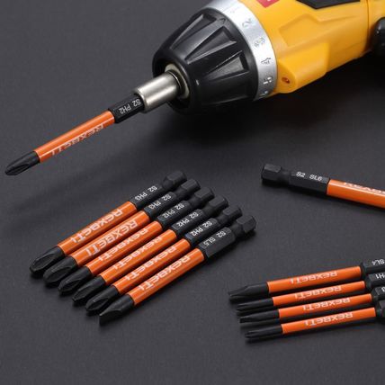 REXBETI 12 Piece Slotted Phillips Screwdriver Bit Set, 1/4 Inch Hex Shank S2 Ste