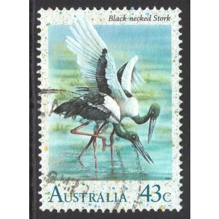 AUSTRALIA 1991: WATERBIRDS - 43c BLACK-NECKED STORK USED (G4)