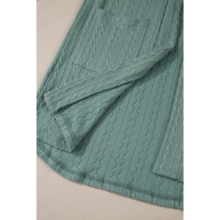 Canton Textured Knit Side Pockets Open Front Cardigan