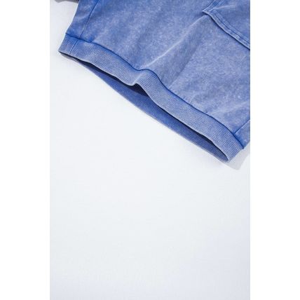 Sky Blue Mineral Wash Pocketed Sleeveless V Neck Loose Romper