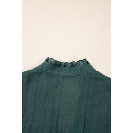 Skobeloff Frilled V Neck Ruffled Cap Sleeve Blouse