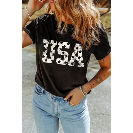 Black Star USA Graphic Crewneck T Shirt
