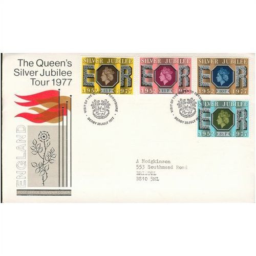 GB FDC 1977 - Silver Jubilee tour - Derby HS