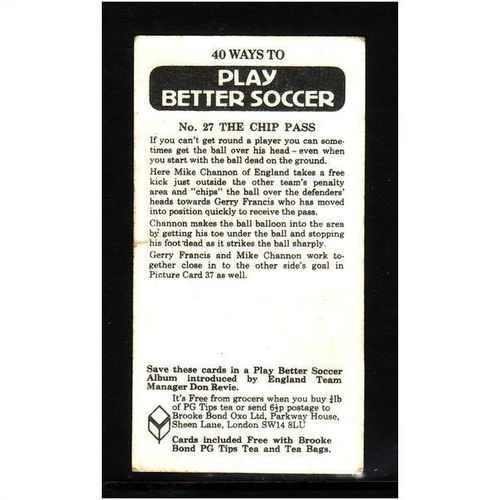 Brook Bond Play Better Soccer THE CHIP PASS No 27 Mint