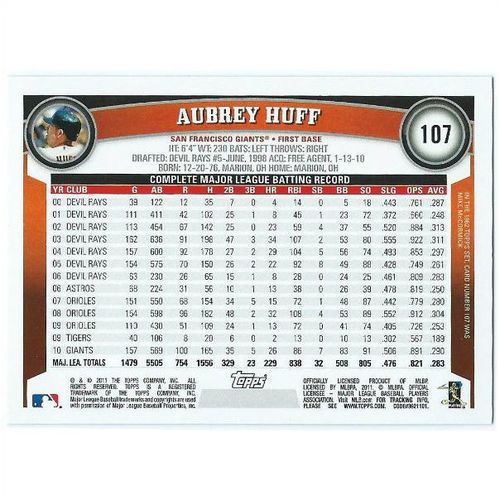 2011 Topps Wal Mart Black Border - #107 - Aubrey Huff