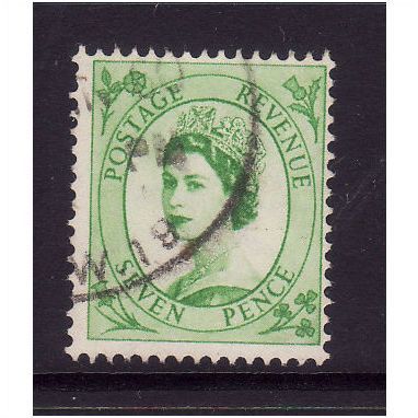 GREAT BRITAIN 1958 SG 580 7d BRIGHT GREEN FINE USED