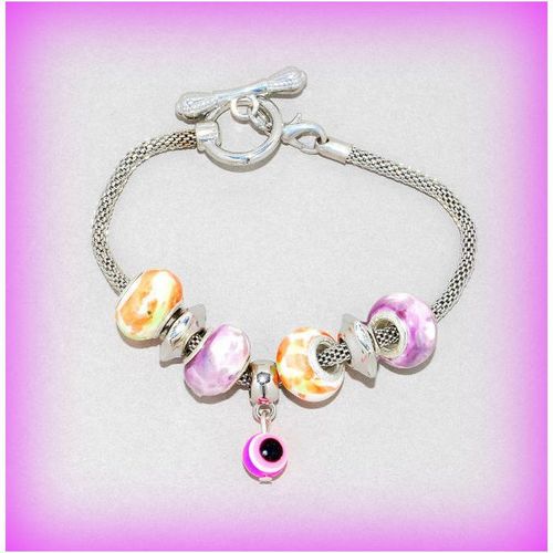 Summer Gift Eye Charm Euro Beads Silver Tone Bracelet Bangle Jewellery 1687