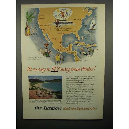 1952 Pan American Airlines Ad - Fly Away From Winter