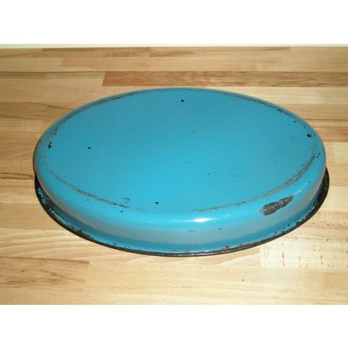 Vintage French Shabby Chic Blue Enamel Pan