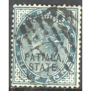 India stamps 1882 - SG 84 - QV ½a green Opt 'Service Patiala State' used 2