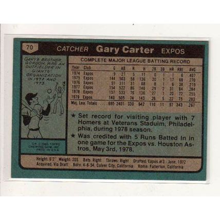 1980 Topps Gary Carter baseball card #70