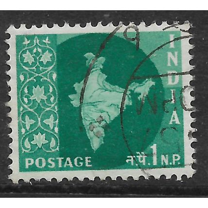 INDIA 1957 MAP OF INDIA 1np BLUE GREEN SG 375 FINE USED#