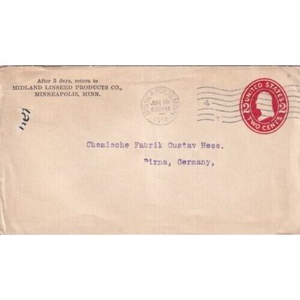 United States 1914 Midland Linseed Products Co.Minneapolis MINN-Germany cover