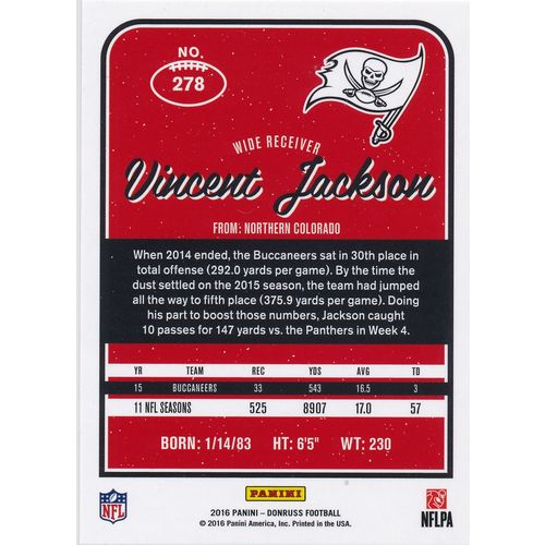 2016 Donruss Football 278 Vincent Jackson Tampa Bay Buccaneers