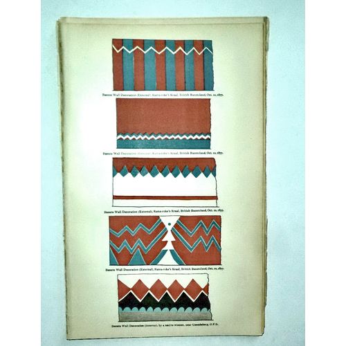 Antique Engraving 1905 print African Tribal Basutu wall paintings Orig Litho