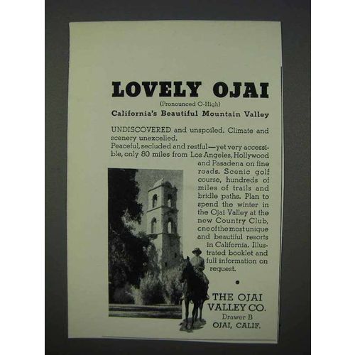 1935 Ojai California Tourism Ad - Lovely