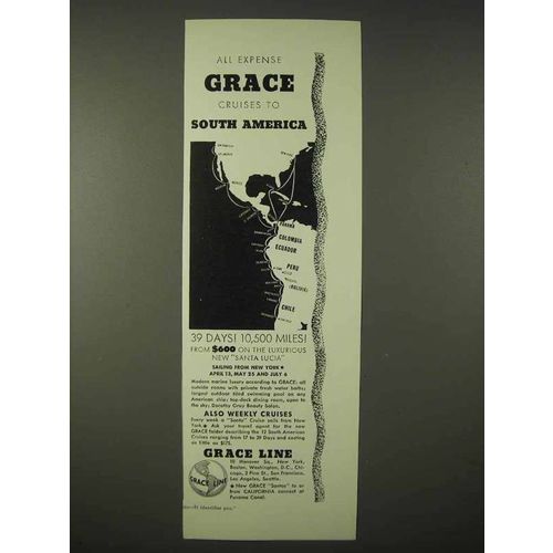 1935 Grace Line Cruise Ad - All Expense South America