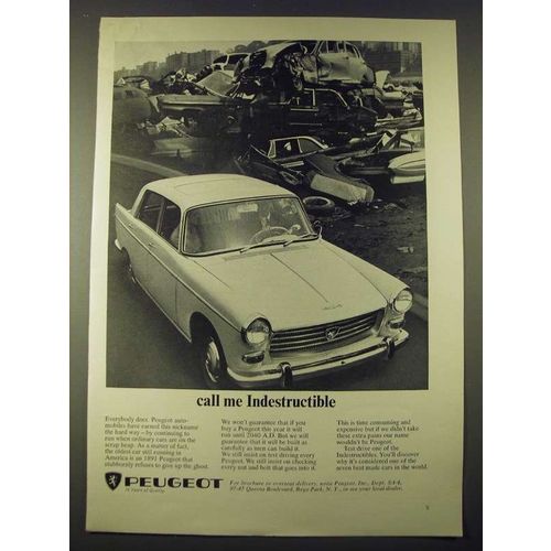 1965 Peugeot Car Ad - Call Me Industructible