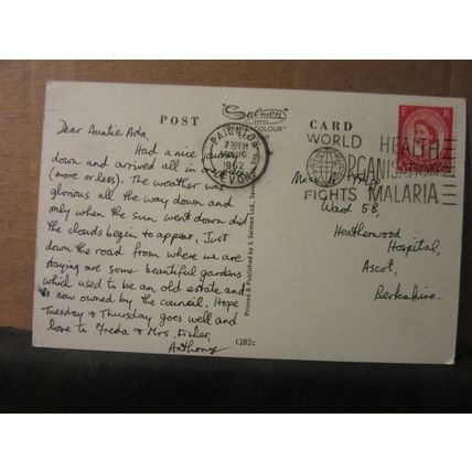 BUCKFAST ABBEY, used vintage postcard. by Salmon 1962 postmark =