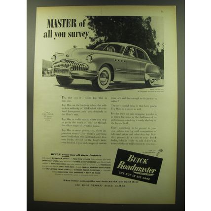 1949 Buick Roadmaster Car Ad - Master of all you survey