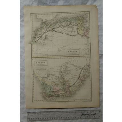 1850 Black's steel engraved map North Part & South Part Africa