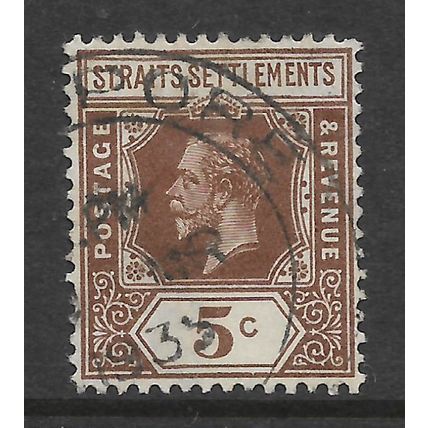 MALAYSIA ST SETTLEMENTS 1932 5c BROWN SG 226 FINE USED