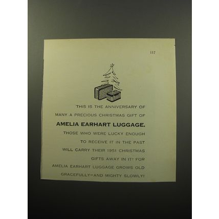 1951 Amelia Earhart Luggage Ad - This is the anniversary of many a precious gift