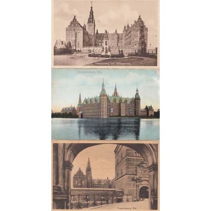 Frederiksborg Slot Slotsgaarden Kronborg Denmark 3x Postcard