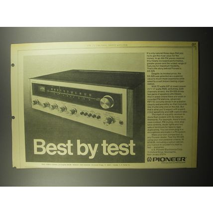 1974 Pioneer SX-525 Receiver Ad - Best by test