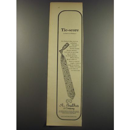 1956 A. Sulka Ties Advertisement - Tie-Score