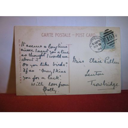 moonlit seascape used antique postcard 1904 pm #