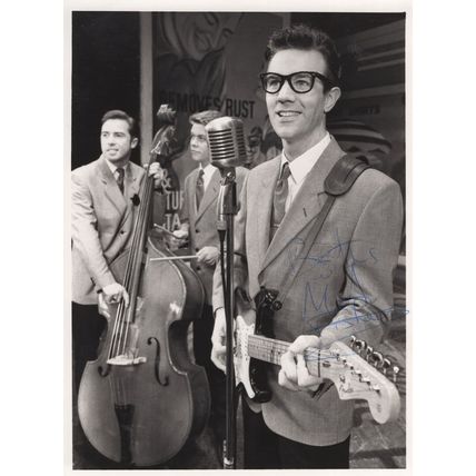 Buddy Holly Martin Fisher London Musical Large Hand Signed Press Photo