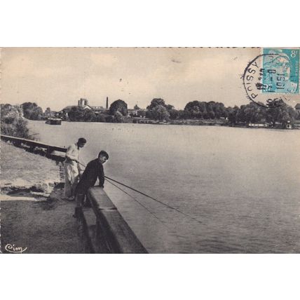 Poissy bords de la Seine France Postcard posted 1951 VGC