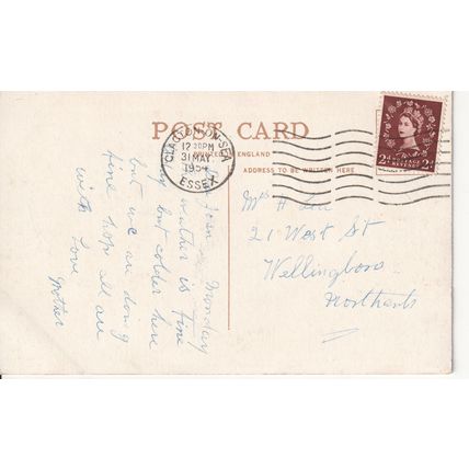 Vintage British Postcard 1954 - Promenade Gardens - Clacton-on-Sea, Essex