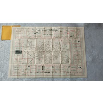 antique vintage the "handy" map and street guide ipswich adverts 20s 30s 40s vtg
