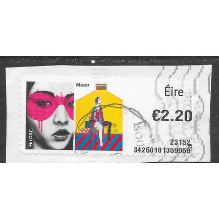 EIRE IRELAND POST N GO STAMPS ART ARTIST MASER MASK PRESENTS ABSTRACT ON PAPER