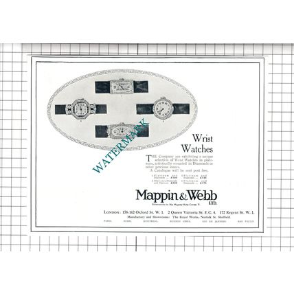 Mappin & Webb Ltd London Silversmiths Watch Advert - 1919 Cutting