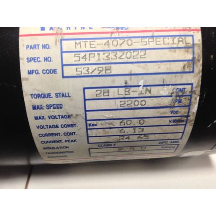 AMERICAN EAGLE MTE-4070-SPECIAL DC SERVO MOTOR,60 VDC,2000 RPM,AO