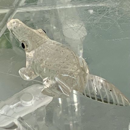 Crystal Carved Alligator Crocodile Miniature Figurine Detailed Carving 1.75" VTG