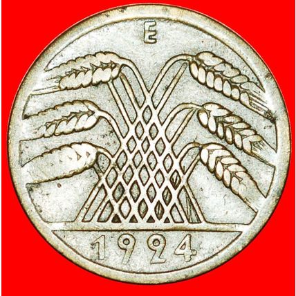 PYRAMID OF WHEAT (1923-1925):GERMANY★10 RENTENPFENNIG 1924E★LOW START★NO RESERVE