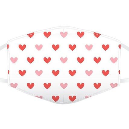 2x Red Hearts Reusable Face Masks Cotton Covering