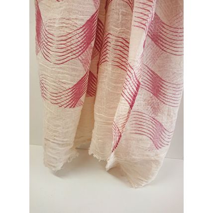 Beautiful Pink and Cream Wave Design Elegant 100% Cotton Scarf / Sarong / Shawl