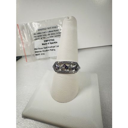 NIB Bomb Party Sz10 Revealed BP Ring RBP5762 Maze of Sparkle Dark Amethyst CZ