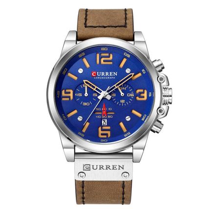 Curren 8314 Sports Six-Hand Waterproof Leather Strap Calendar Men Quartz Watch,