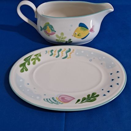 Studio Nova BARRIER REEF GRAVY Boat & Underplate Under Plate Dish Tropical Fish