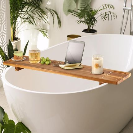 Bathtub Tray, Acacia Bath Tray for Tub, 34.6''X9'' Wooden Bathtub Caddy Tray wit