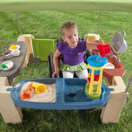 Step2 All around Playtime Patio with Canopy, Kids Indoor/Outdoor Kitchen Playset