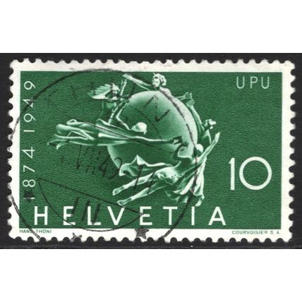 SWITZERLAND 1949: 75th ANNIVERSARY OF THE UPU - 10c USED (G21)