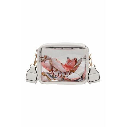 White Clear PVC Leather Strap Crossbody Bag